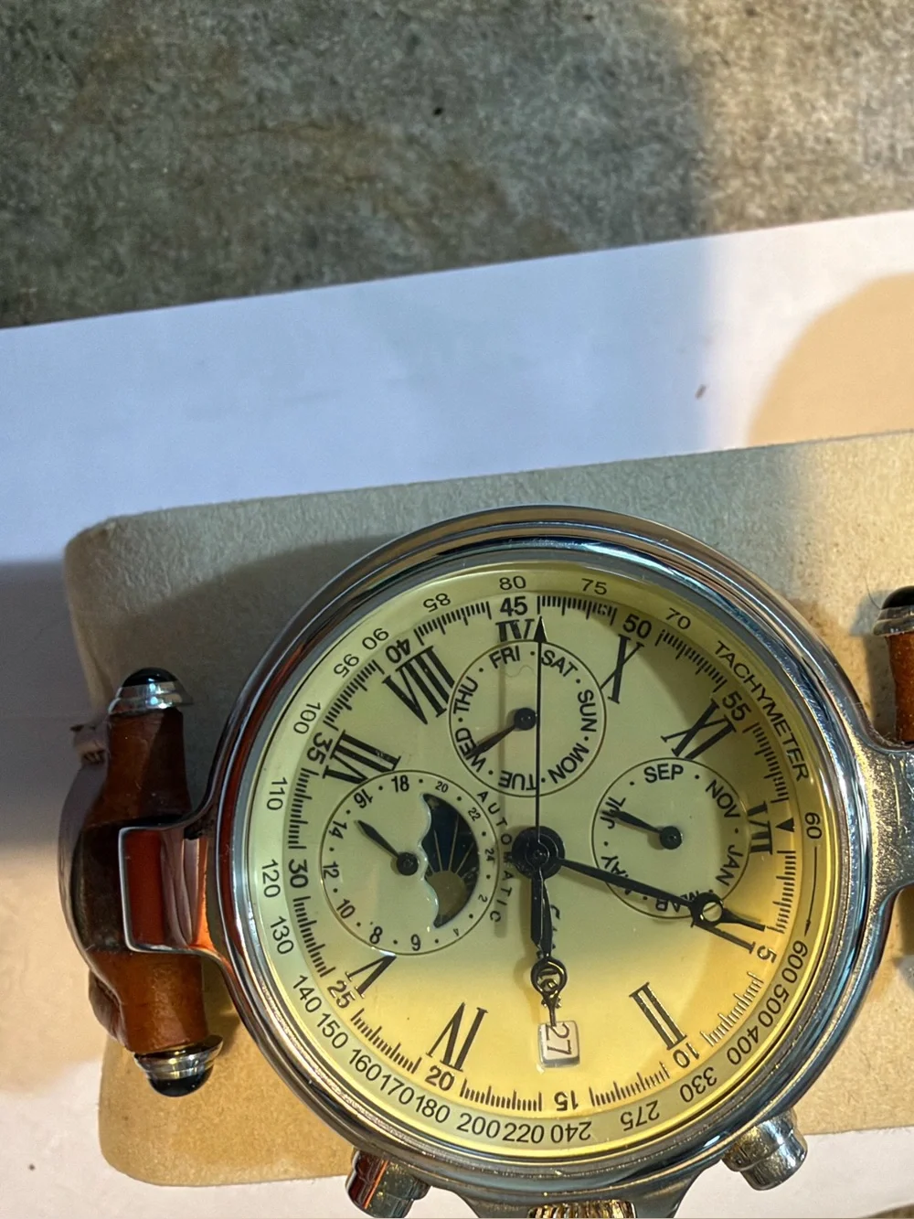 Classic Brown Leather Men’s Watch Strap with Silver Buckle